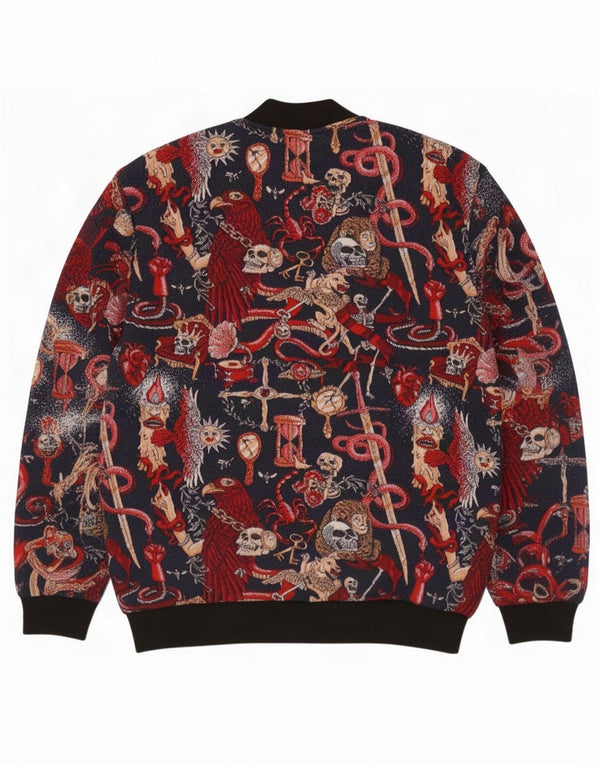 Zara Mens Abstract Pattern Bomber Jacket UK 42 XL Multicoloured Polyester