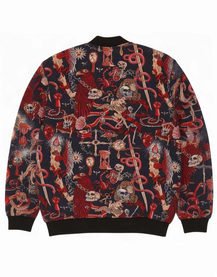 Zara Mens Abstract Pattern Bomber Jacket UK 42 XL Multicoloured Polyester