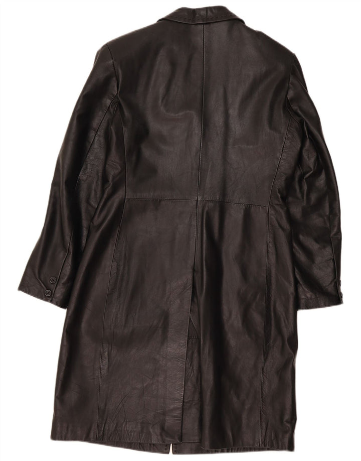 Vintage Womens Leather Coat IT 48 XL Black Leather