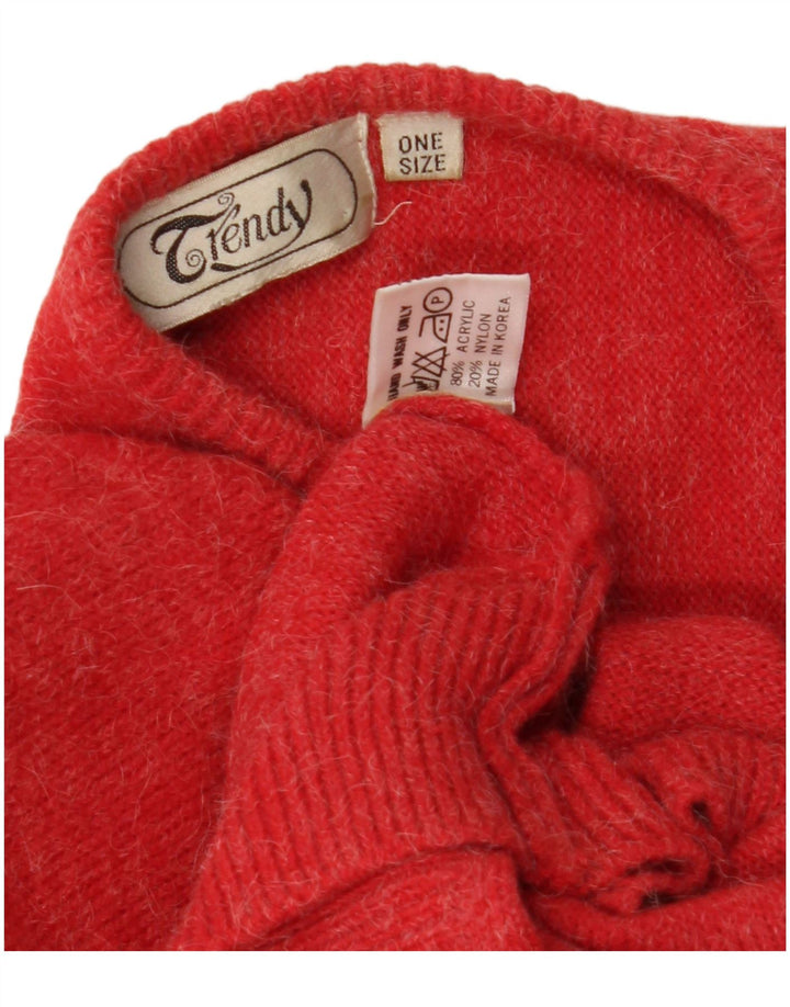 Vintage Womens Crew Neck Jumper Sweater One Size Red Acrylic
