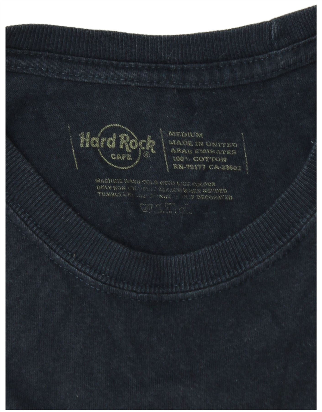Hard Rock Mens Barcelona Graphic T-Shirt Top Medium Navy Blue Cotton