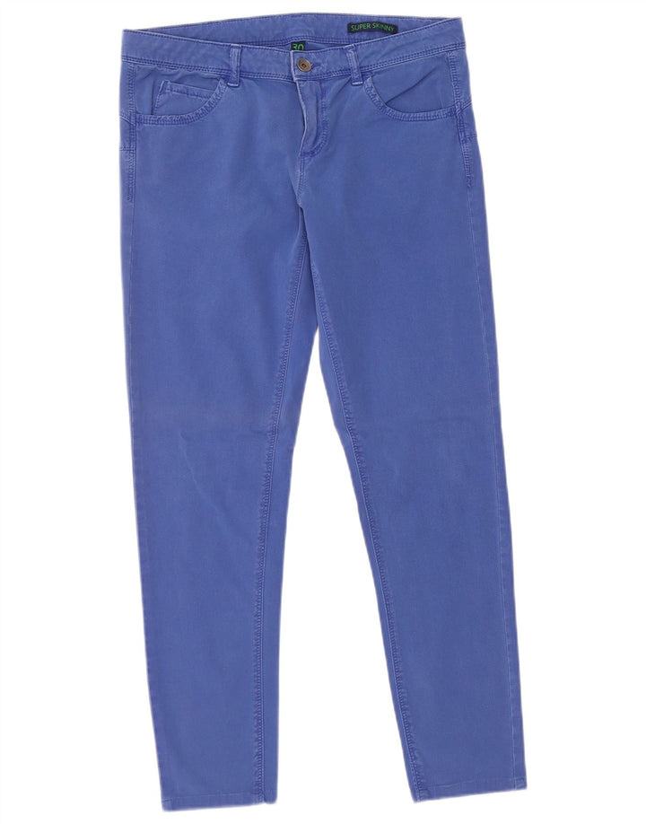 BENETTON Womens Super Skinny Casual Trousers W30 L27 Blue Cotton