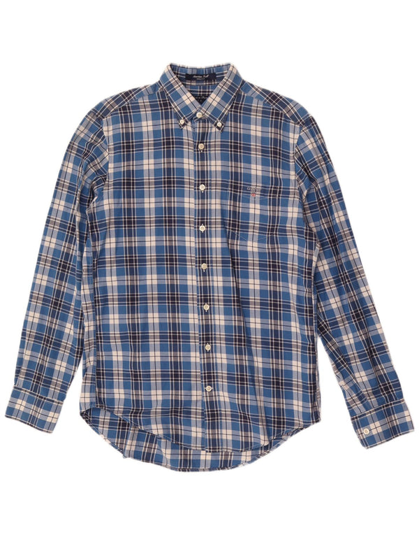 Gant Mens Regular Fit Shirt Medium Blue Check Cotton