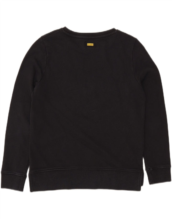 BARBOUR Womens Graphic Sweatshirt Jumper UK 10 Small Black Cotton