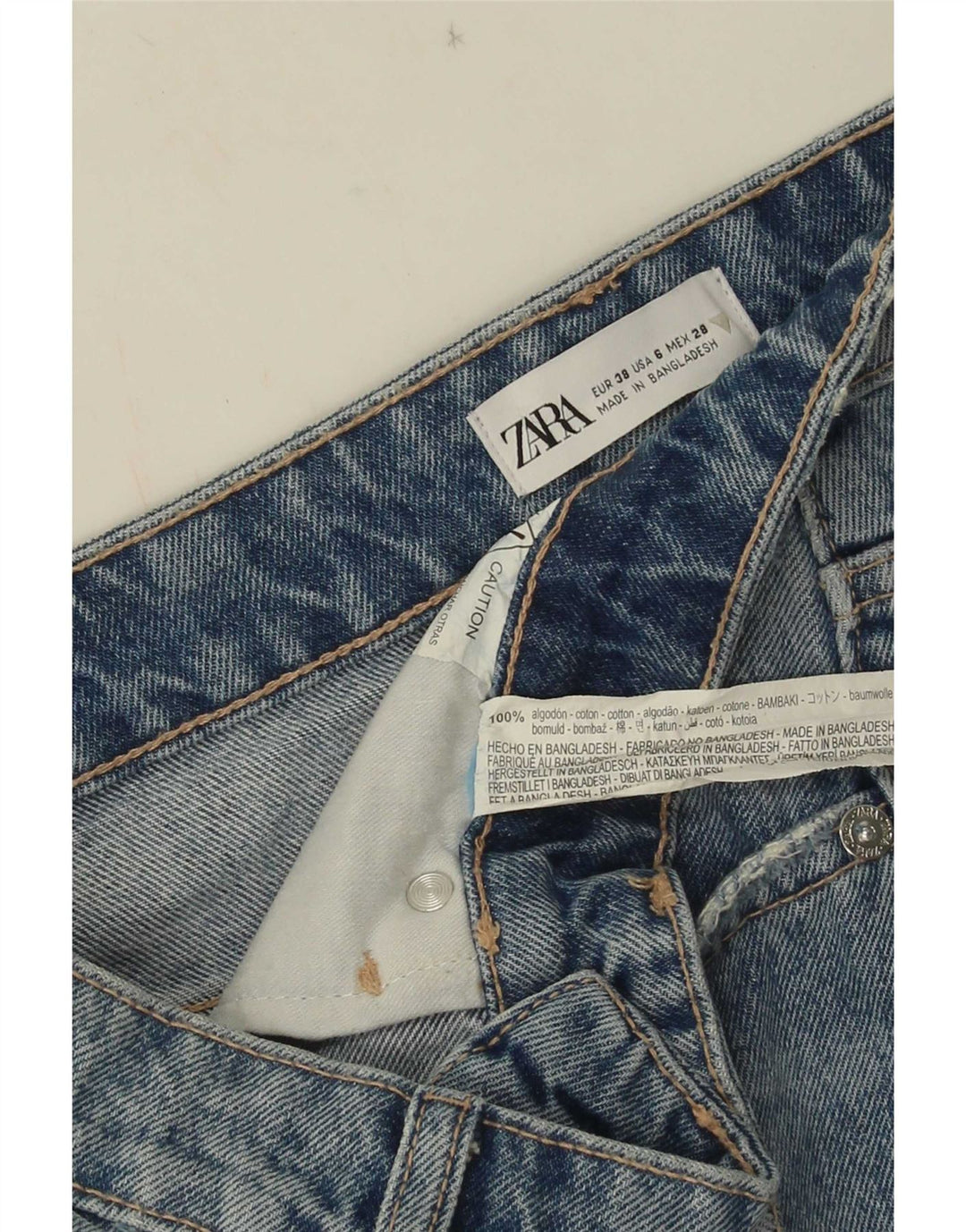 Zara Womens Distressed Denim Shorts EU 38 Small W28 Blue Cotton