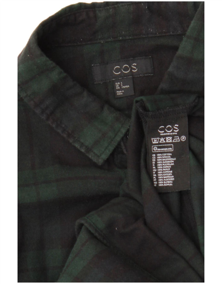 Cos Mens Flannel Shirt Small Green Plaid Cotton