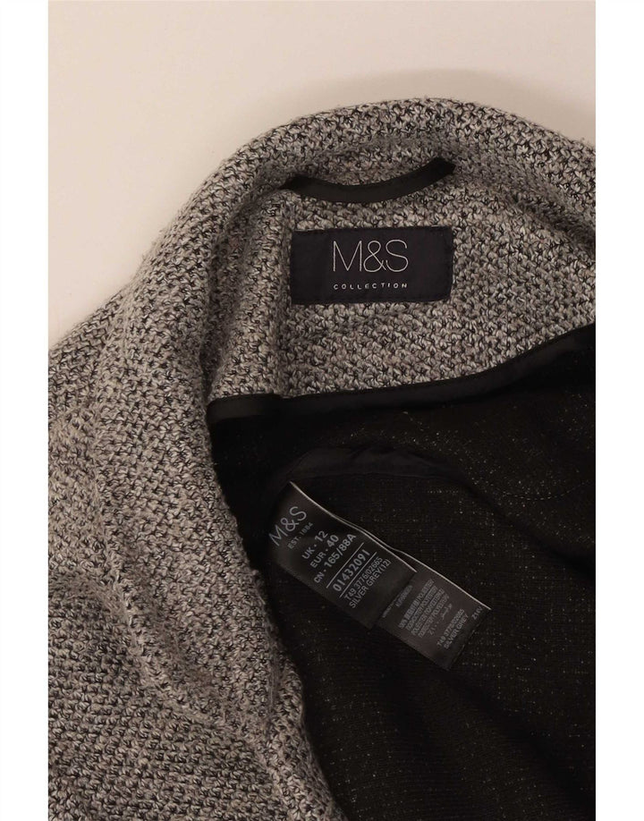 Marks & Spencer Womens Overcoat UK 12 Medium Grey Polyester