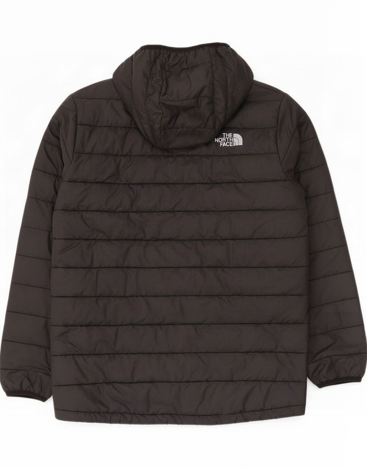 The North Face Boys Hooded Padded Jacket 11-12 Years Large Black Polyester