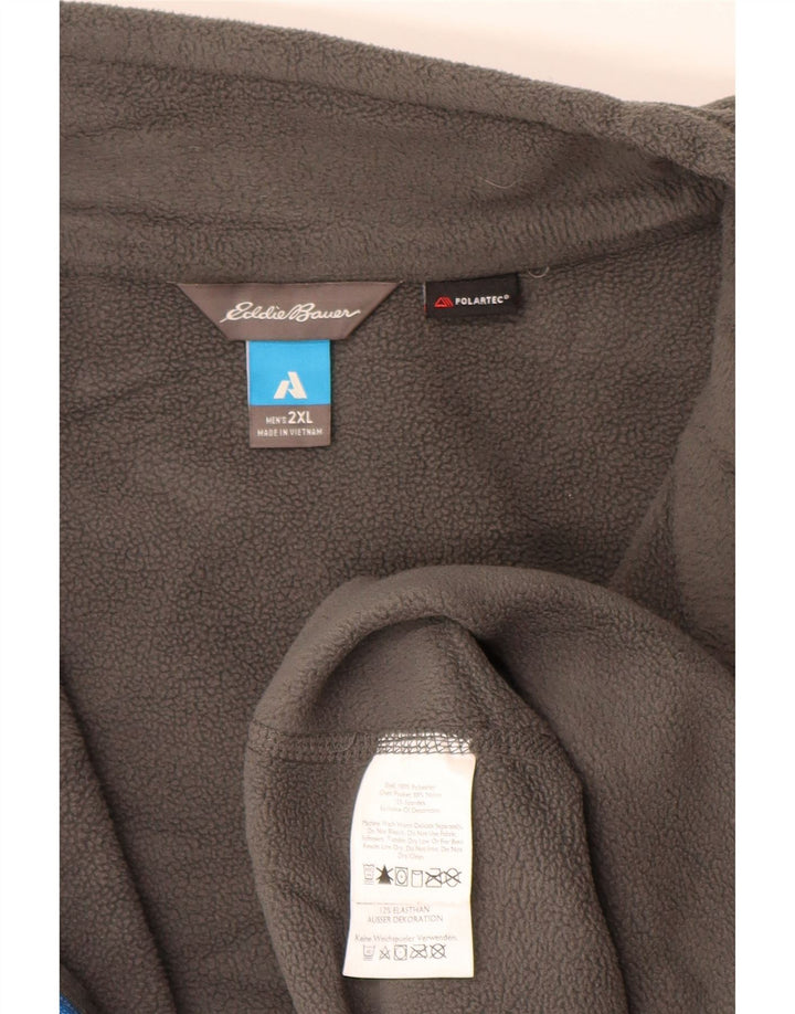 EDDIE BAUER Mens Zip Neck Fleece Jumper 2XL Grey Polyester