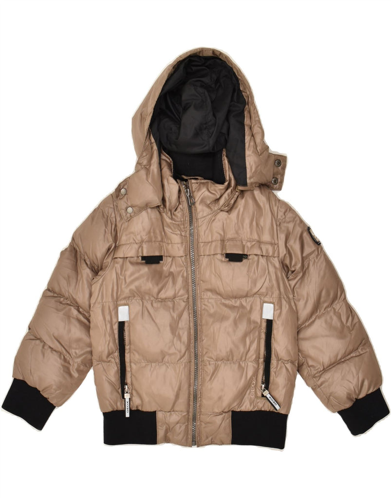 GEOX Boys Respira Hooded Padded Jacket 5-6 Years Brown Polyester | Vintage Geox | Thrift | Second-Hand Geox | Used Clothing | Messina Hembry 