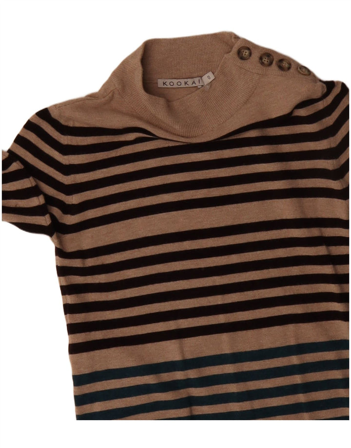 KOOKAI Womens Long Sleeve Jumper Dress US 0 XS Beige Striped