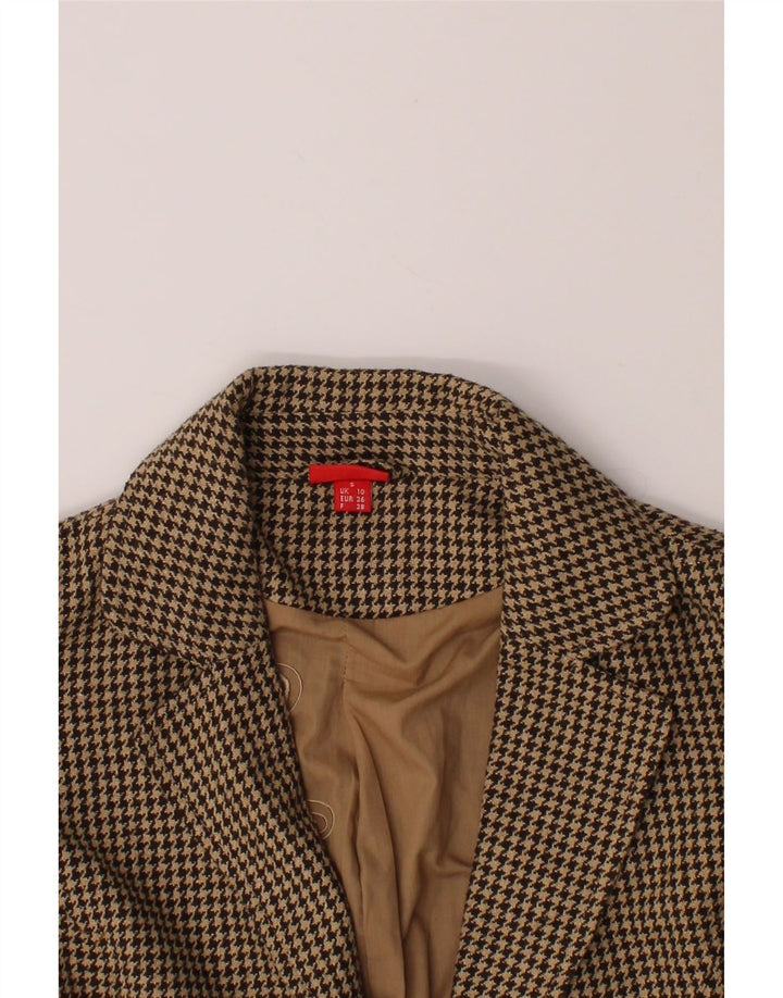 VINTAGE Womens 1 Button Blazer Jacket UK  10 Small Beige Houndstooth Vintage Vintage and Second-Hand Vintage from Messina Hembry 
