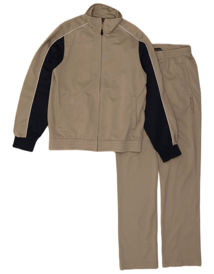 KAPPA Mens Full Tracksuit Small  Beige Colourblock Polyester