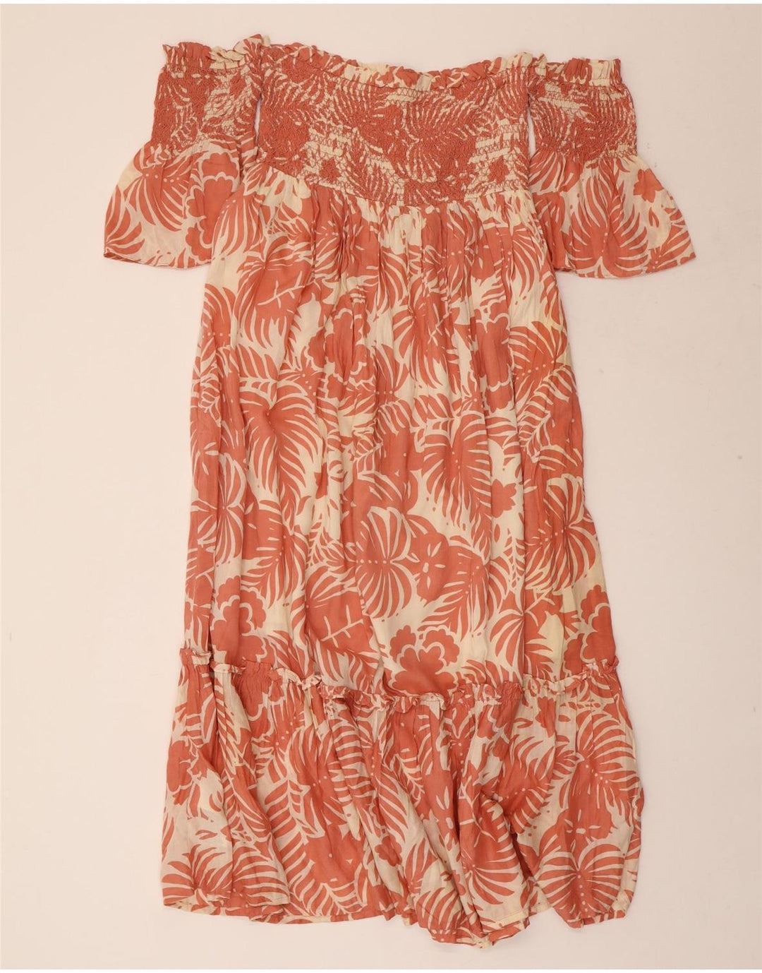 PEPE JEANS Womens Off Shoulder Dress UK 8 Small Pink Floral Viscose