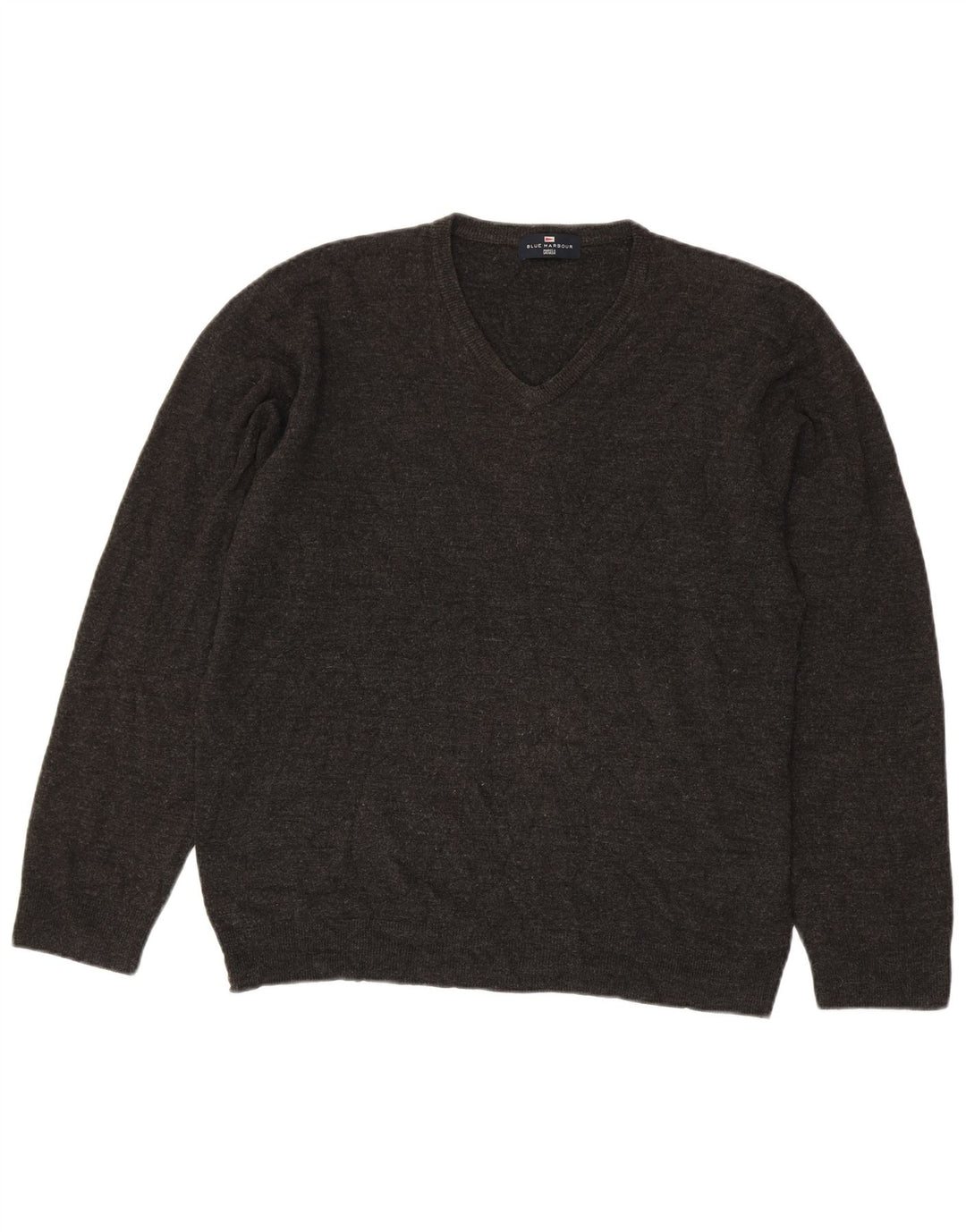 Marks & Spencer Mens Blue Harbour V-Neck Jumper Sweater Large Grey Acrylic