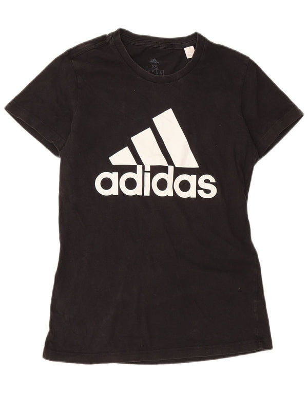 ADIDAS Womens Graphic T-Shirt Top UK 4/6 XS Black