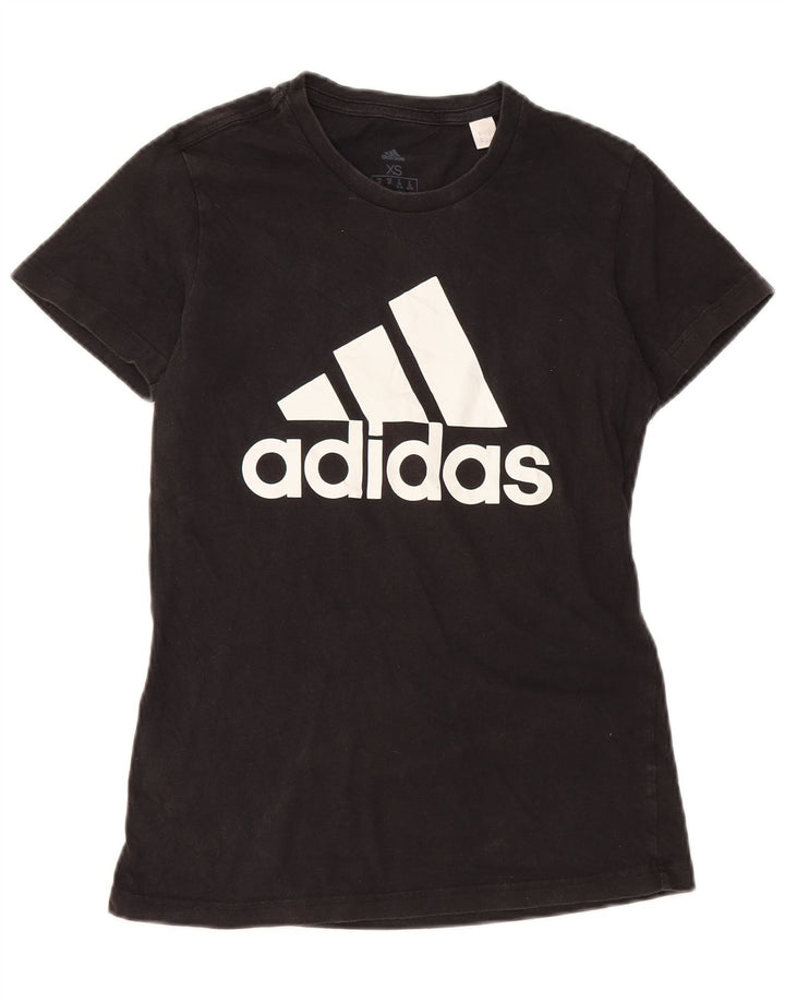ADIDAS Womens Graphic T-Shirt Top UK 4/6 XS Black