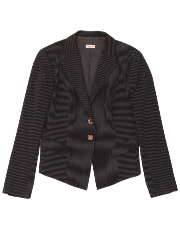 Max & Co. Womens 2 Button Blazer Jacket UK 14 Large Black Pinstripe