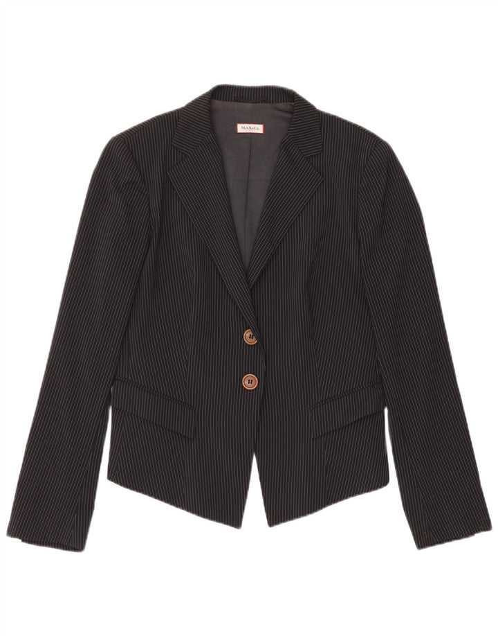 Max & Co. Womens 2 Button Blazer Jacket UK 14 Large Black Pinstripe