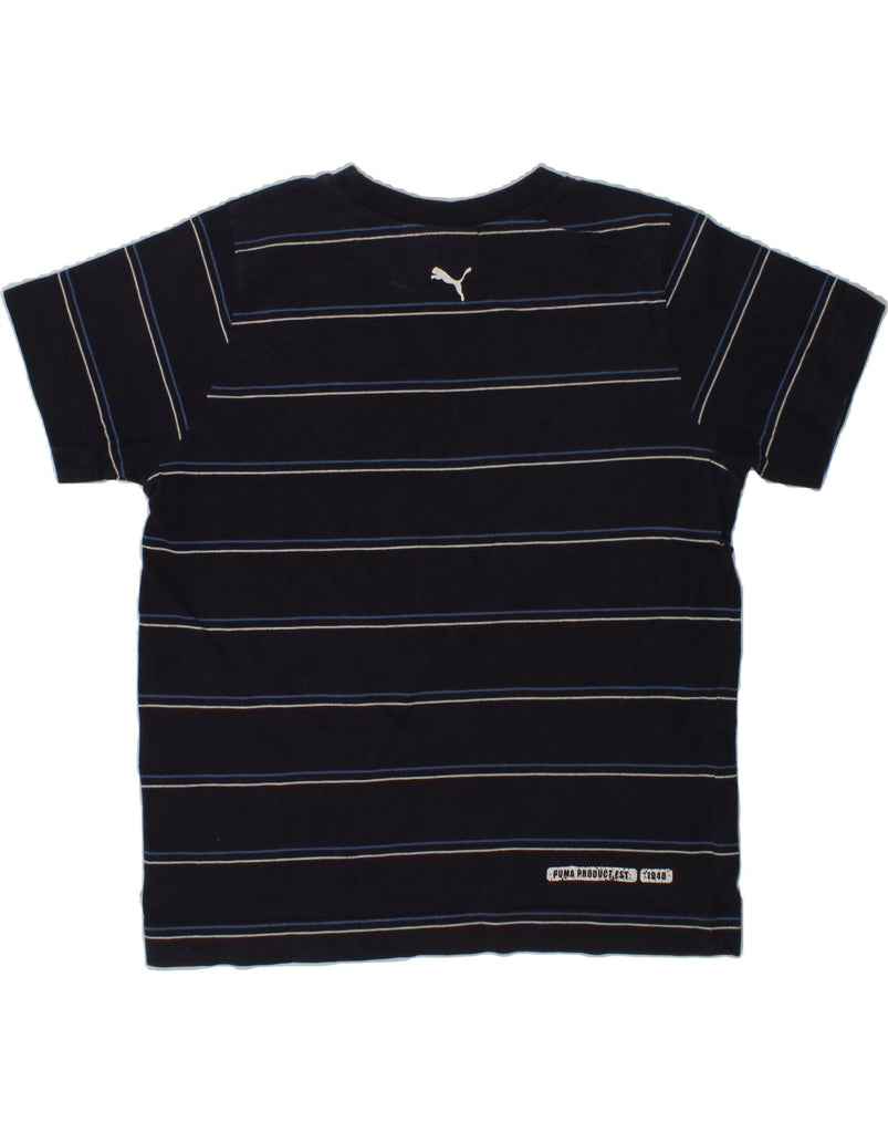 PUMA Boys Graphic T-Shirt Top 9-10 Years Navy Blue Striped Cotton | Vintage Puma | Thrift | Second-Hand Puma | Used Clothing | Messina Hembry 