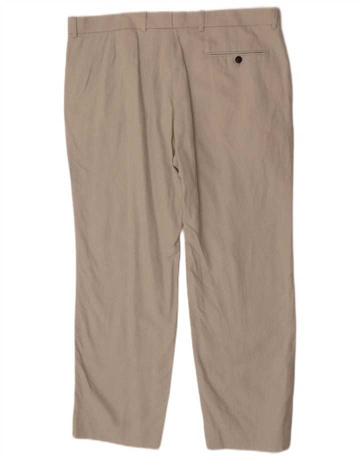 Marks & Spencer Mens Regular Fit Chino Trousers W38 L29 Beige Linen