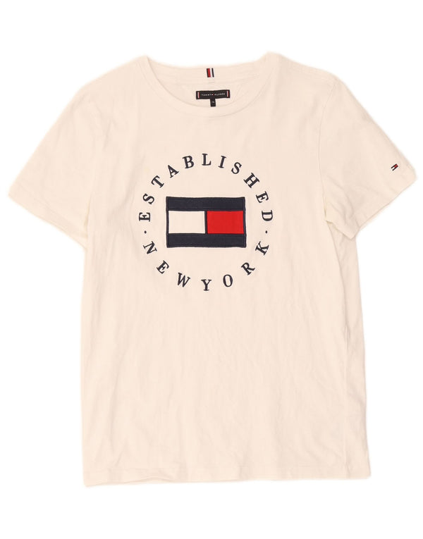 Tommy Hilfiger Boys Graphic T-Shirt Top 15-16 Years White Cotton