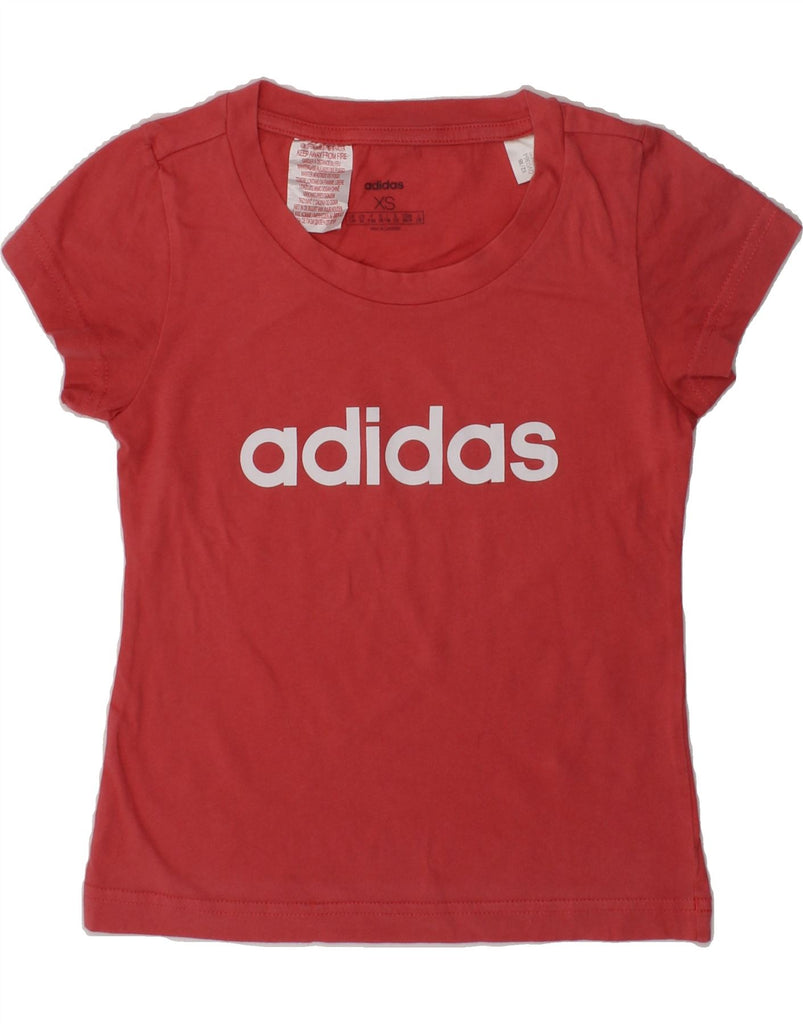 ADIDAS Girls Graphic T-Shirt Top 7-8 Years XS Pink Cotton | Vintage Adidas | Thrift | Second-Hand Adidas | Used Clothing | Messina Hembry 