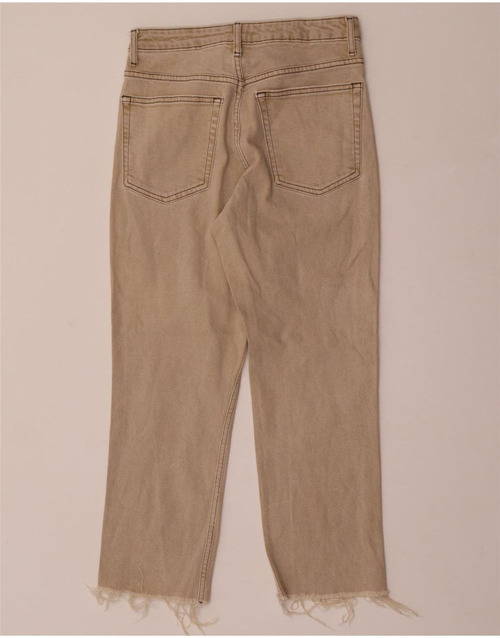 Topshop Womens Cropped Jeans W28 L25 Beige Cotton