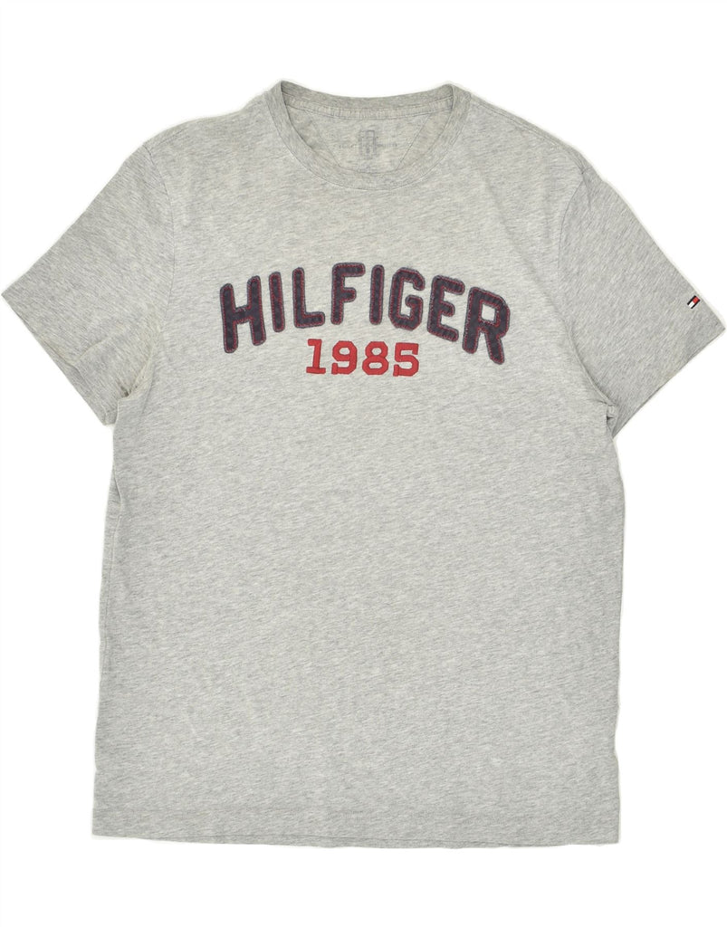 TOMMY HILFIGER Mens Graphic T-Shirt Top Medium Grey Cotton | Vintage Tommy Hilfiger | Thrift | Second-Hand Tommy Hilfiger | Used Clothing | Messina Hembry 