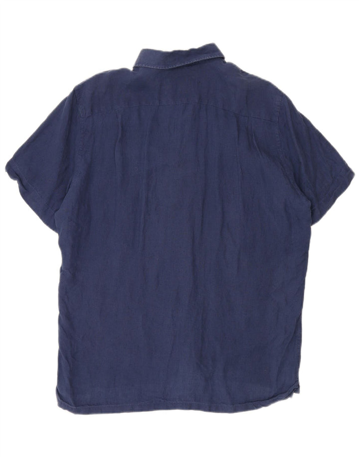 Lacoste Mens Short Sleeve Regular Fit Shirt Size 40 Medium Navy Blue