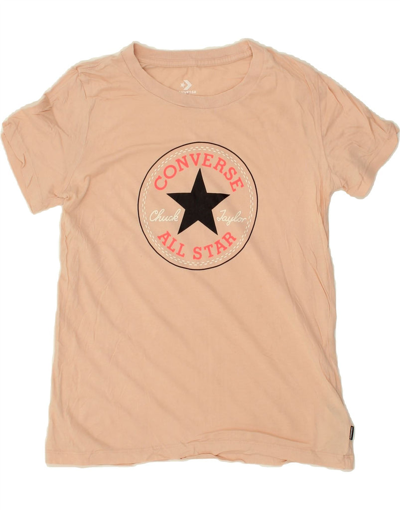 CONVERSE Womens Classic Fit Graphic T-Shirt Top UK 10 Small Beige Cotton | Vintage Converse | Thrift | Second-Hand Converse | Used Clothing | Messina Hembry 