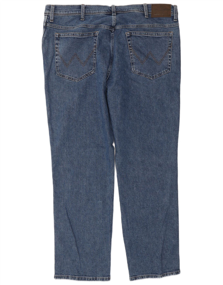 WRANGLER Mens Regular Fit Straight Jeans W42 L30 Blue Cotton