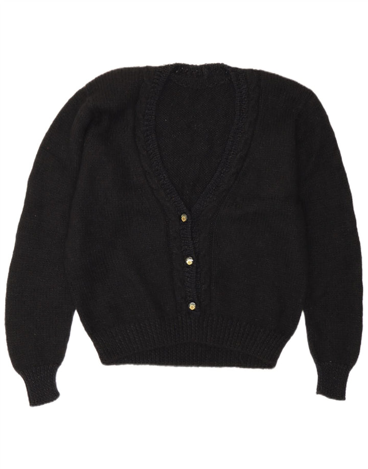 Vintage Womens V-Neck Jumper Sweater UK 16 Large Black