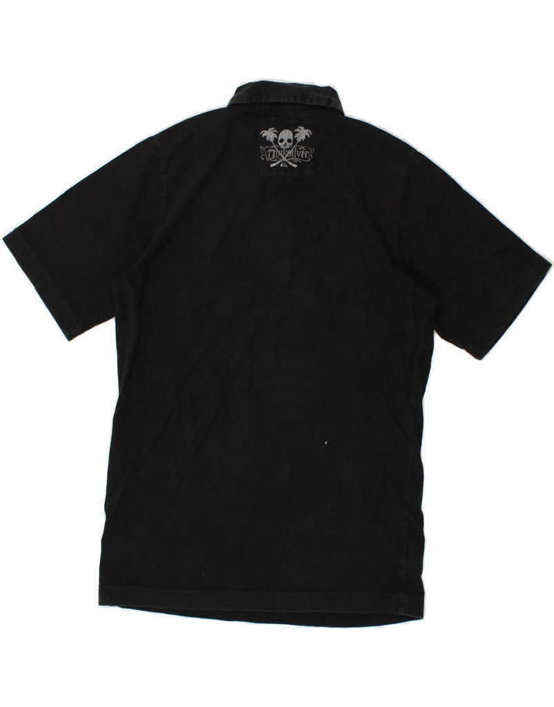 QUIKSILVER Boys Graphic Polo Shirt 12-13 Years Medium Black Cotton | Vintage Quiksilver | Thrift | Second-Hand Quiksilver | Used Clothing | Messina Hembry 