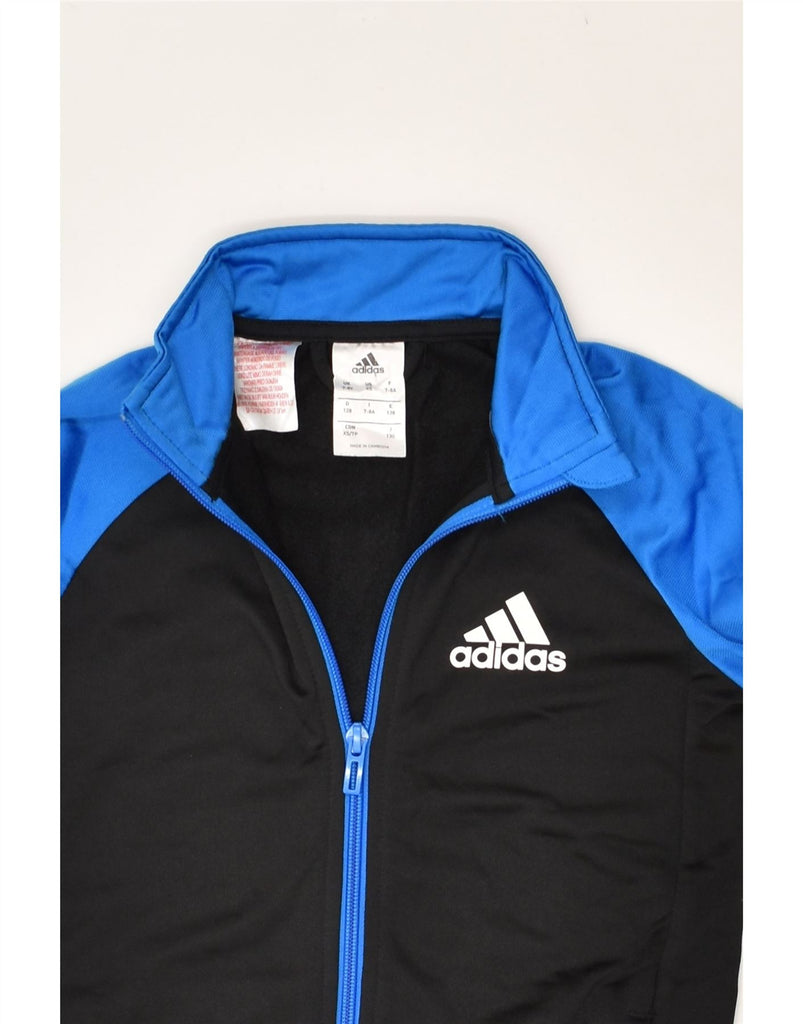 ADIDAS Boys Tracksuit Top Jacket 7-8 Years Black Colourblock Polyester | Vintage Adidas | Thrift | Second-Hand Adidas | Used Clothing | Messina Hembry 