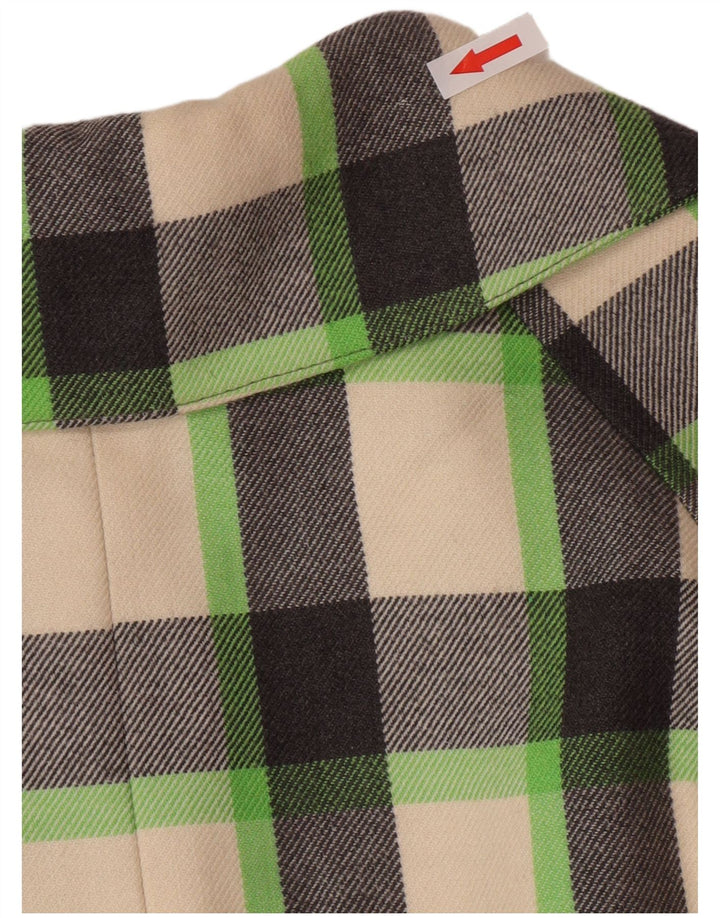 Vintage Womens Overcoat UK 12 Medium Multicoloured Check New Wool