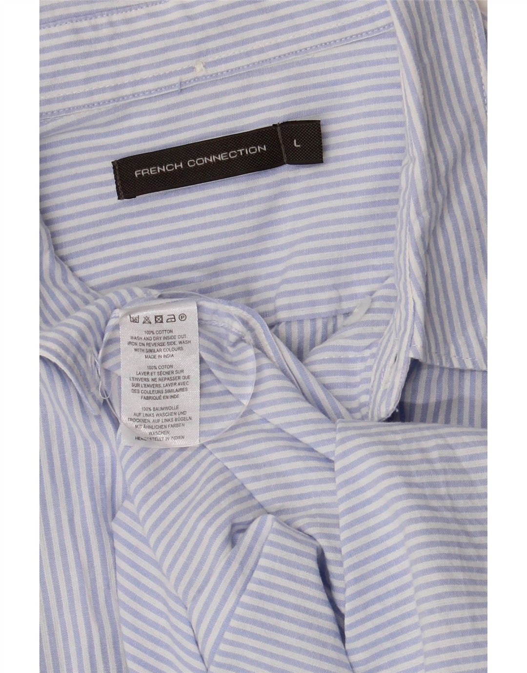 French Connection Mens Shirt Large Blue Pinstripe Cotton