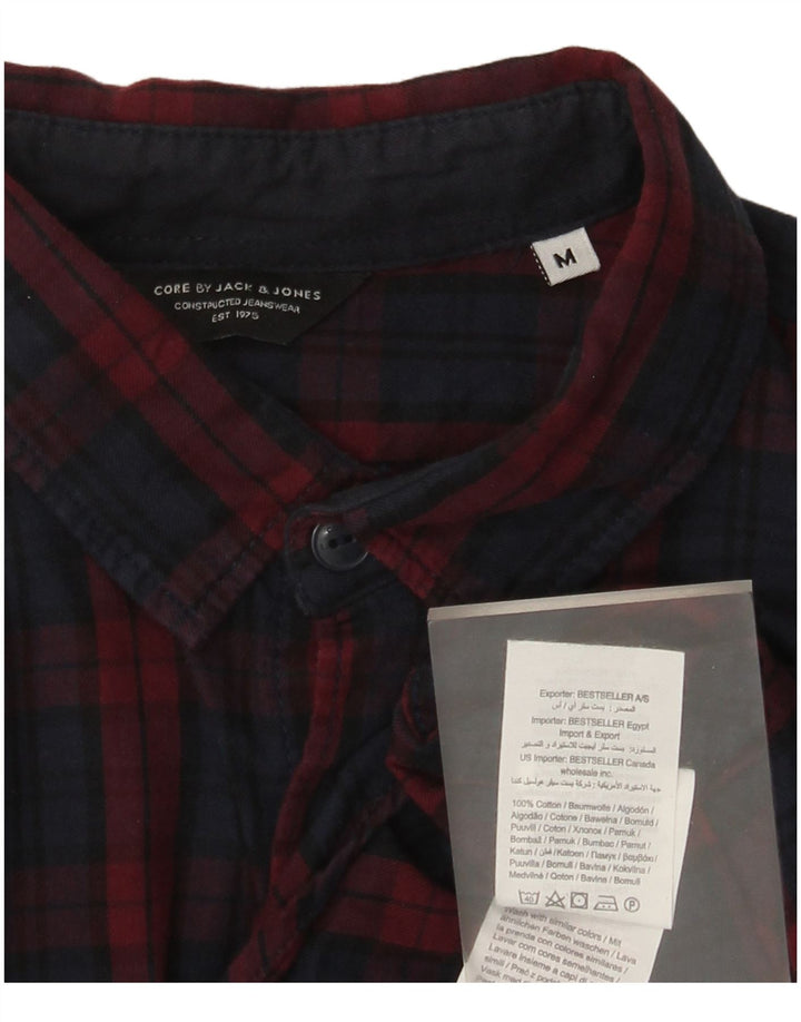 Jack & Jones Mens Flannel Shirt Medium Navy Blue Check Cotton