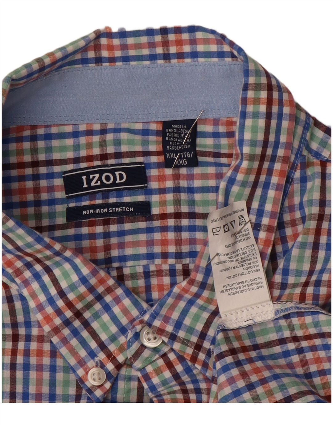 IZOD Mens Shirt 2XL Multicoloured Gingham Cotton