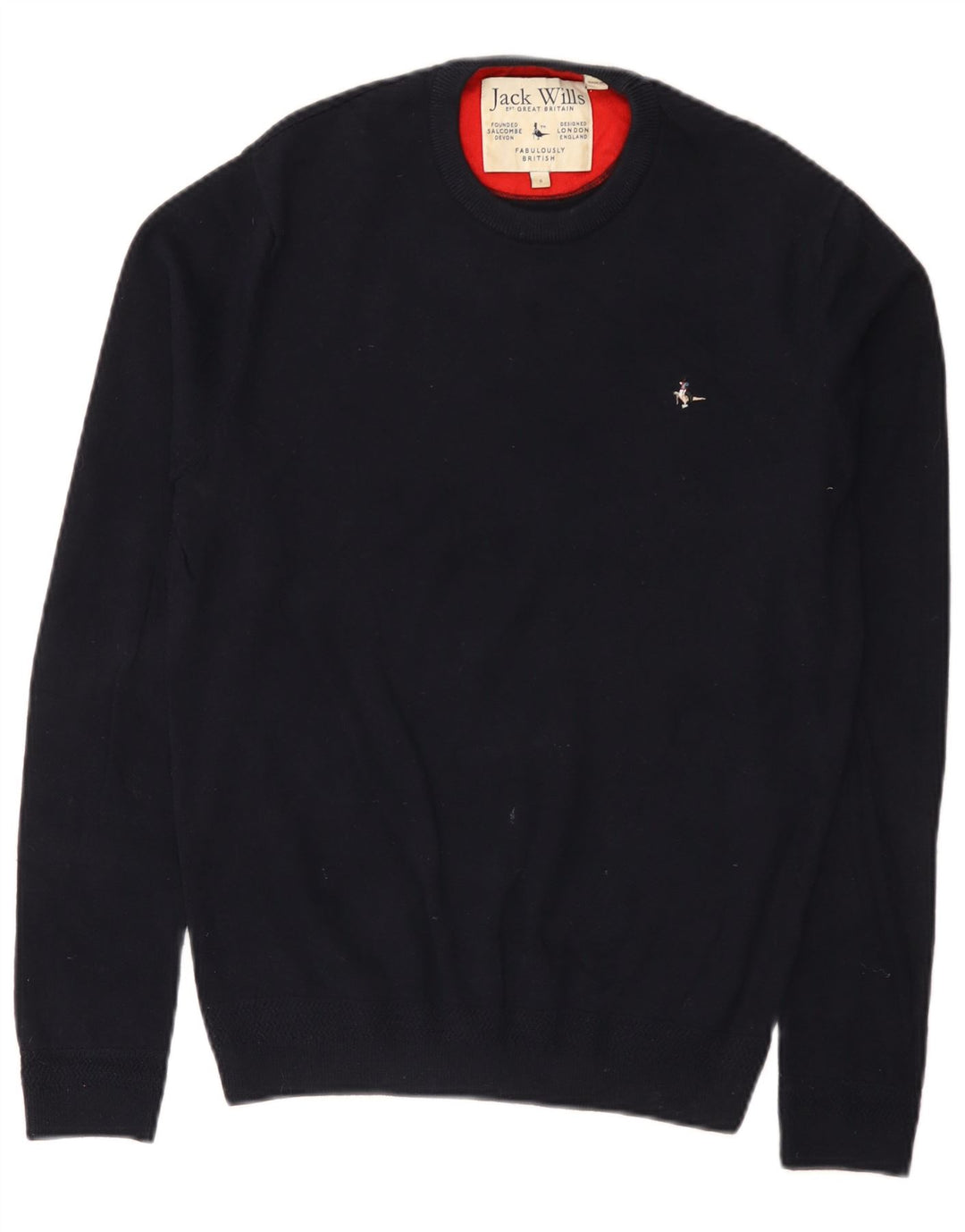 Jack Wills Mens Crew Neck Jumper Sweater Small Navy Blue Cotton