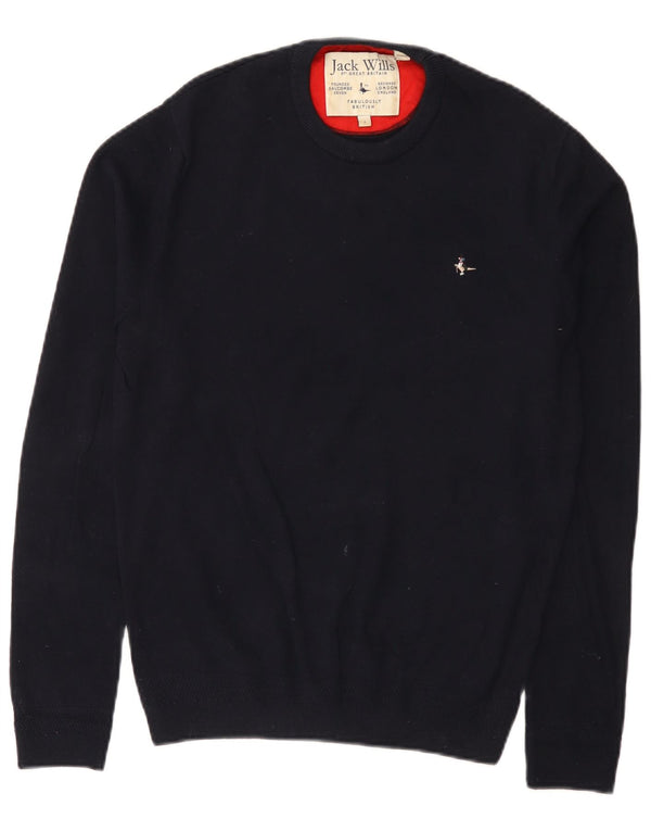 Jack Wills Mens Crew Neck Jumper Sweater Small Navy Blue Cotton
