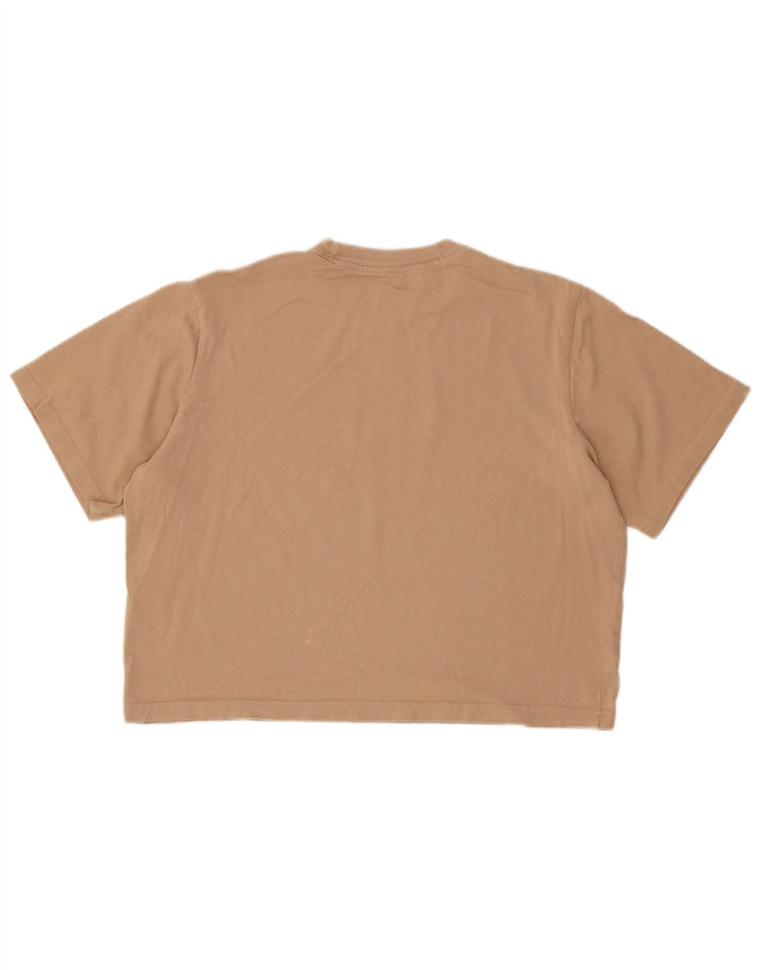 Nike Womens Crop T-Shirt Top UK 14 Medium Beige Cotton