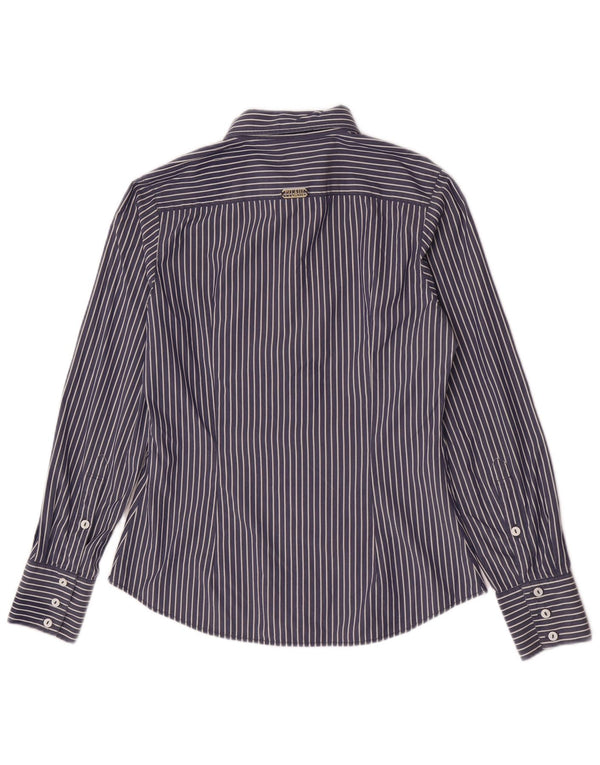 ALVIERO MARTINI Womens Shirt UK 16 Large Navy Blue Pinstripe Cotton