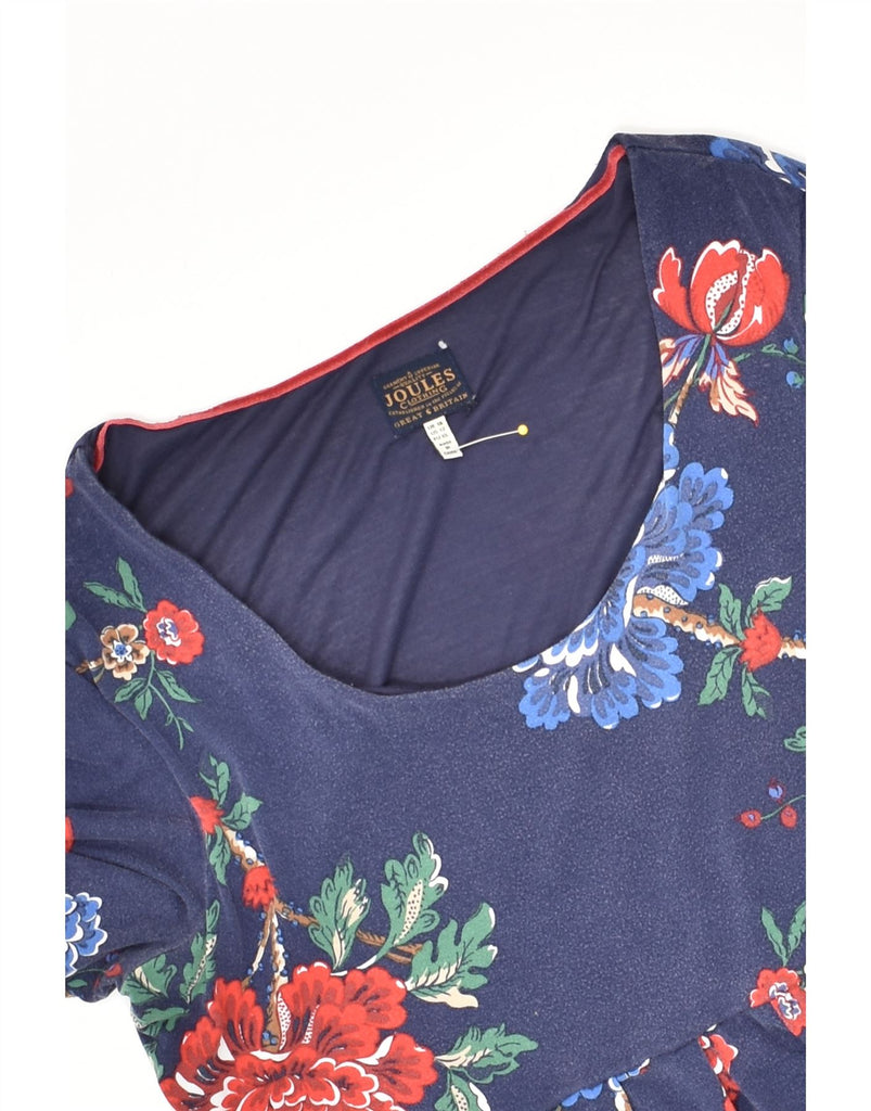 JOULES Womens Long Sleeve Basic Dress UK 16 Large Navy Blue Floral Viscose | Vintage Joules | Thrift | Second-Hand Joules | Used Clothing | Messina Hembry 