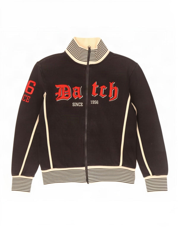 Datch Mens Graphic Tracksuit Top Jacket Medium Black Colourblock Cotton
