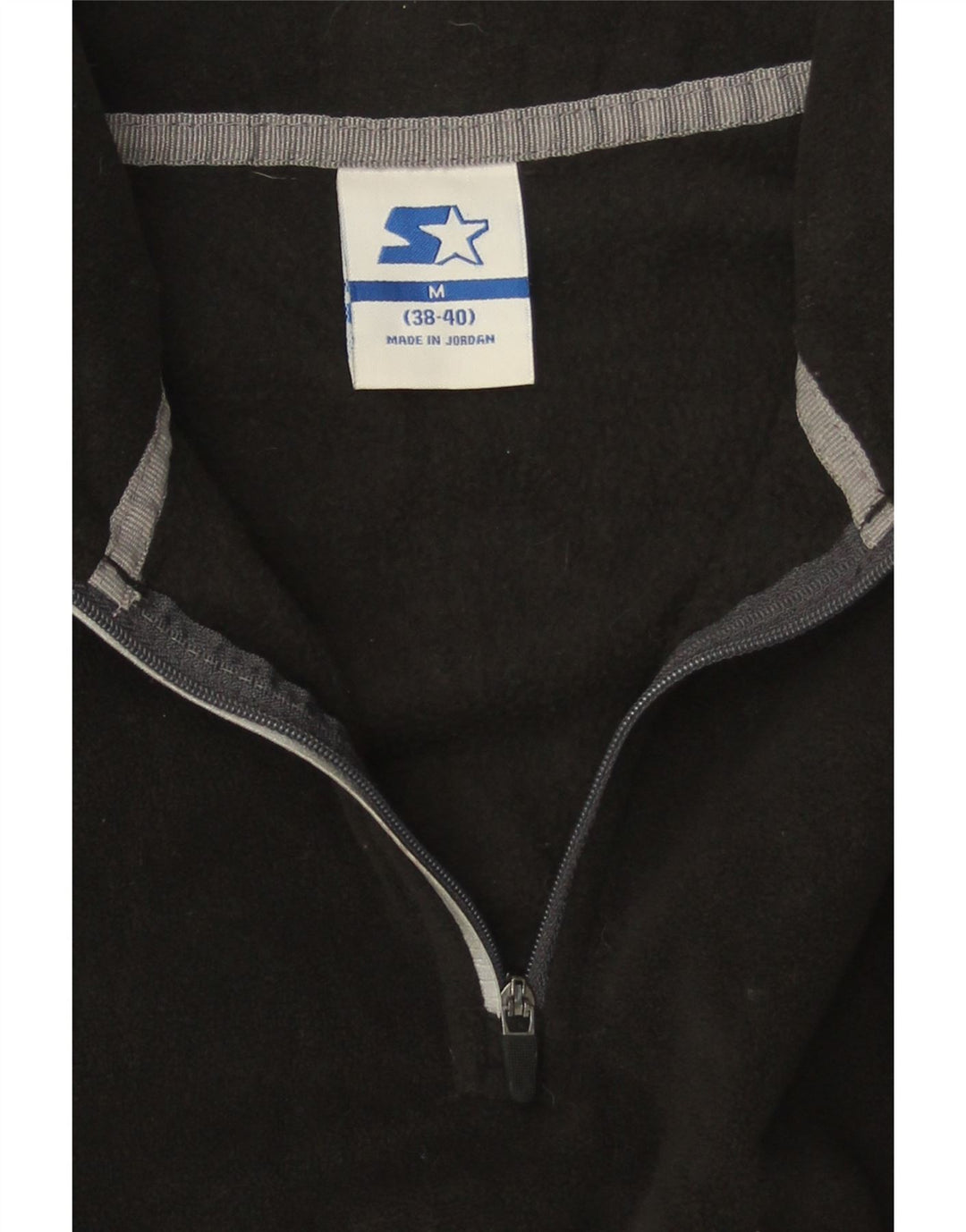 STARTER Mens Zip Neck Fleece Jumper UK 38/40 Medium Black Polyester