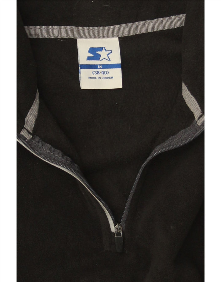 STARTER Mens Zip Neck Fleece Jumper UK 38/40 Medium Black Polyester