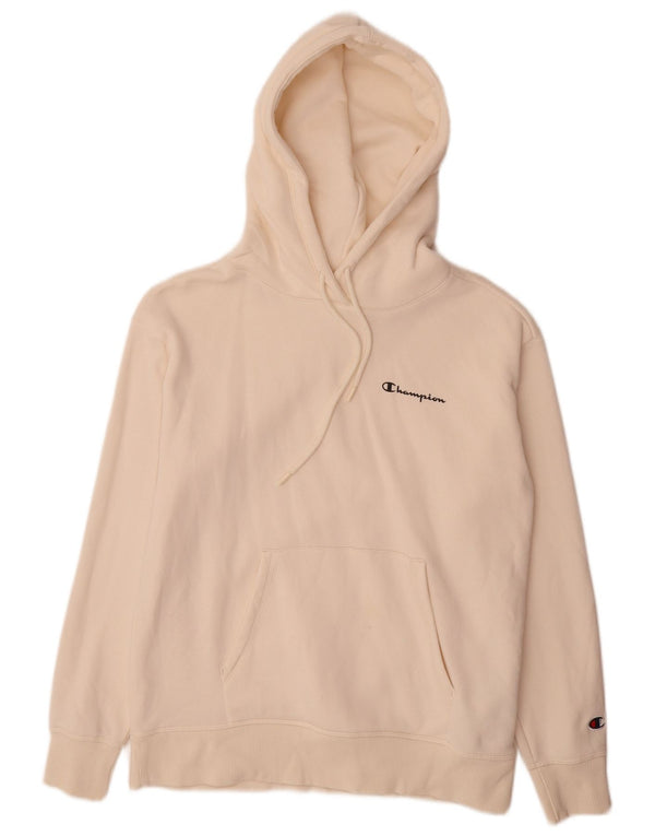Champion Womens Hoodie Jumper UK 10 Small Off White Cotton