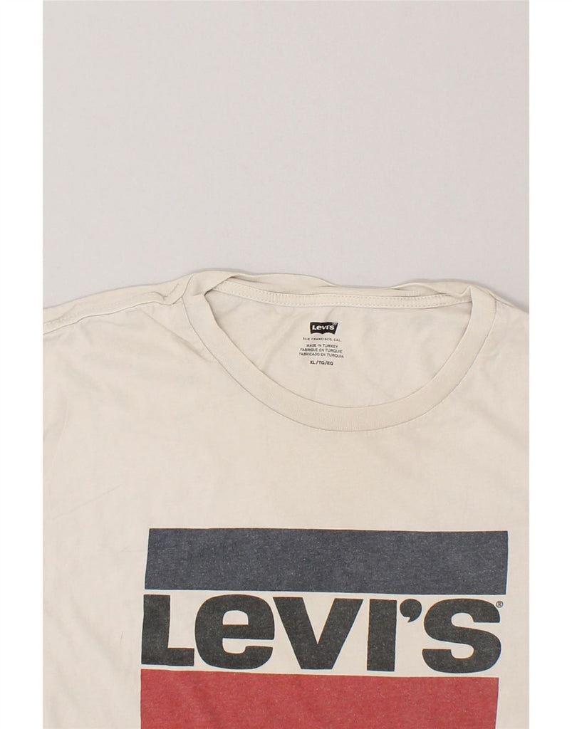 LEVI'S Mens Graphic T-Shirt Top XL Beige Cotton Vintage Levi's and Second-Hand Levi's from Messina Hembry 