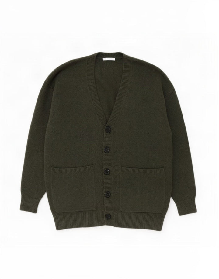 Zara Mens Cardigan Sweater Medium Khaki Acrylic